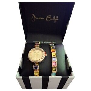 Jessica Carlyle Women's Quartz Gold-Tone Alloy Watch 26mm Gift Set